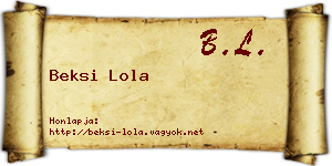 Beksi Lola névjegykártya